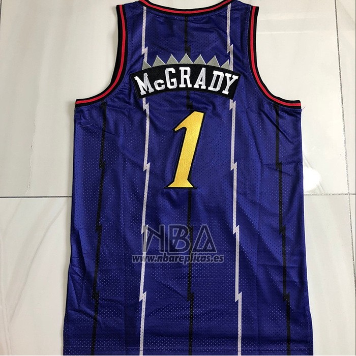 Camiseta Toronto Raptors Tracy Mcgrady NO 1 Mitchell & Ness 1998-99 Violeta
